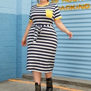 Navy Blue White and Yellow Dress